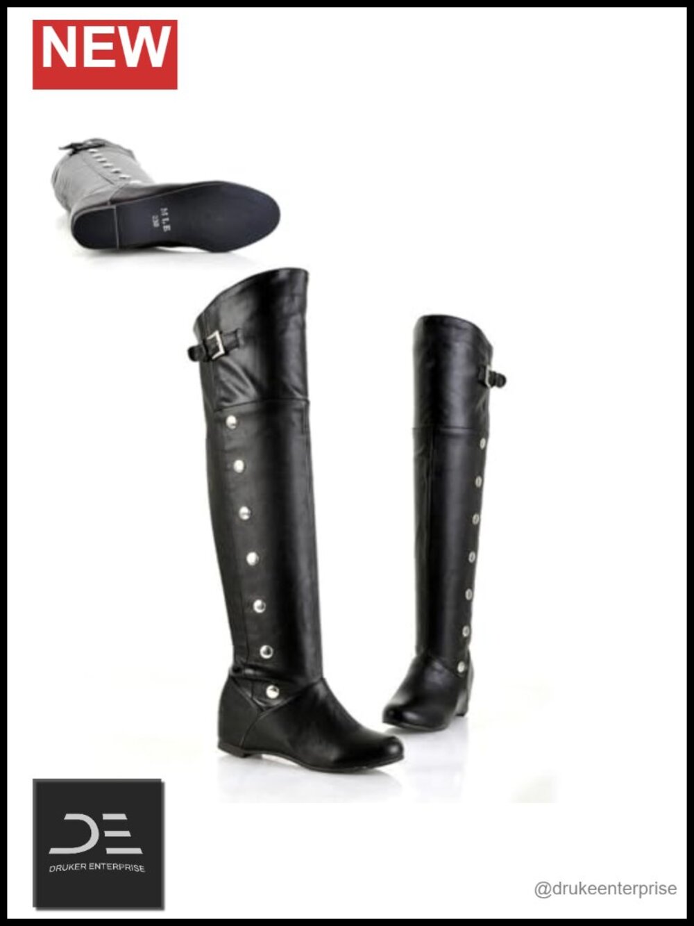 Women's Knee High Boots Hidden Wedge Heel PU Leather Round Toe